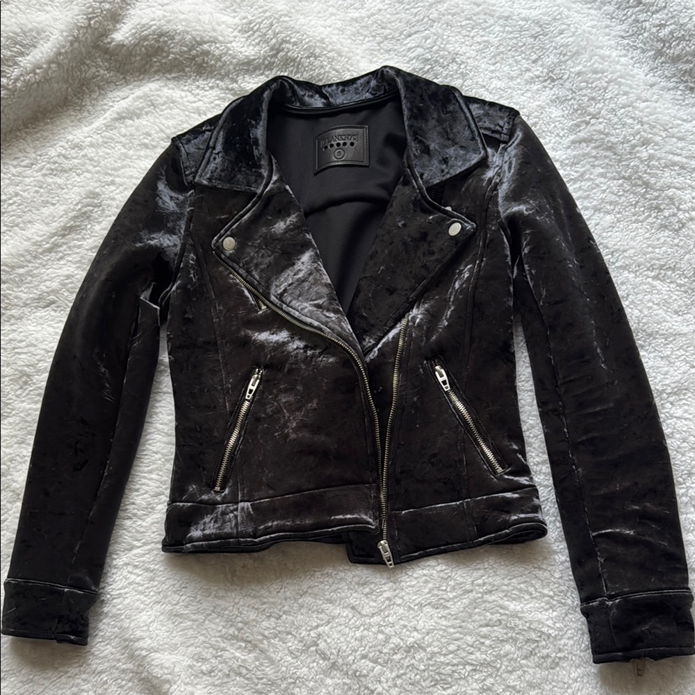 Blank NYC Black Leather Moto Jacket Asymmetrical Zipper